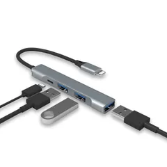 Lightning - USBハブ [Apple MFi認証] 4-in-1 USB OTGハブ 3つのUSB3.0ポートと高速充電ポート付き iPhone/iPad用 マイク/フラッシュドライブ/キーボード/マウス/サウンドカードに対応