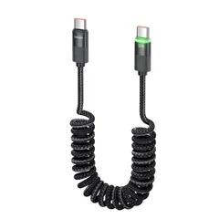 toocki usb c ケーブル 100W コイル 1.2mまで伸縮可能 PD/QC対応 USB C Android Auto対応 高耐久性 ブラック 充電 iPhone 17/iPhone 16/iPhone 15/Plus、MacBook Ai ...