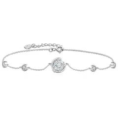 【新品】 YUIITU ブレスレット レディース 上質ジルコニア 4月 誕生石「月の姫」 ブレスレット 18K コーティング 三日月 金属アレルギー対応 シルバー 女性 大人 アクセサリー 長さ調整可能 細タイプ プレゼント 記念日 結婚式 誕生日 (4月ダイ