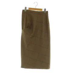 スタニングルアー STUNNING LURE ウール混 チェック タイトスカート ロング フリンジ 1 ブラウン /MY ■OS