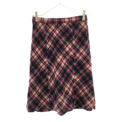 TSUMORI CHISATO ツモリチサト 日本製 ウール100％ チェック柄 ミディ丈 ウール フレアスカート M 裏地付き サイドジップ レディース 古着