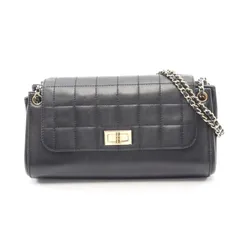 シャネル CHANEL ショルダーバッグ 2.55 チョコバー ブラック ラムスキン（羊革） 2.55 チョコバー チェーンショルダー レディース Used B