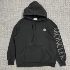 モンクレール ブラック スリーブ プリント 起毛 フーディー Tシャツ