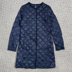 UNIQLO ユニクロ レディース 軽量 キルティング ダウンジャケット ロング丈 インナーダウン S ネイビー