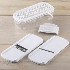 おろし器&スライサー4点セット コンパクト調理器セット 日本製 貝印 （ スライサー おろし器 スライサーセット コンパクト ケース付き 千切りスライサー 野菜スライサー 指ガード セット 時短 便利 多機能 安全 下ごしらえ 調理器具 ）)のサムネイル