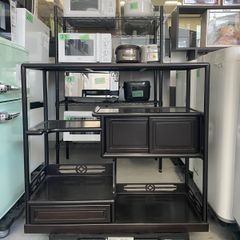 唐木家具 紫檀 茶箪笥 飾り棚 中国骨董 李朝 唐草透彫り サイドボード