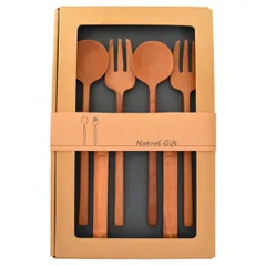 カトラリーセット 6点セット ペアセット 木製 （ カトラリー セット ペア 木製スプーン 木製フォーク 箸置き 木製カトラリー 木 サオの木 ウッド お家カフェ メイン料理 食事 おしゃれ カフェ風 ）