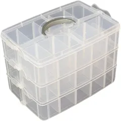 To all Genie 収納 大容量 収納ケース 30個収納 ベイブレード収納ボックス 持ち運び 仕切り パーツ入れ クリアケース (クリアホワイト,  25cmx17cmx18.7cm)