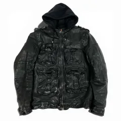 Ab9 Neil Barrett ニールバレット バッファローレザー レザージャケット マルチポケット ライナー取り外し可 M ブラック バッファローレザー メンズ アーカイブk02iのサムネイル