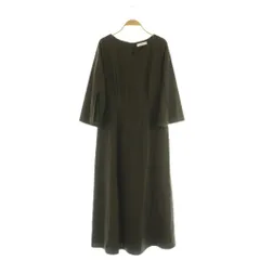 アンデミュウ Andemiu チェック Vネック ワンピース ロング 七分袖 F ブラウン /MY ■OS