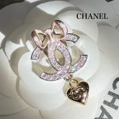 美品 CHANEL シャネル ココマーク リボン ハートピアス 片耳用 シャンパンゴールド ストーン