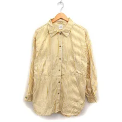 アングリッド UNGRID ストライプ シャツ 長袖 コットン 綿 オーバーサイズ F イエロー 黄 ホワイト 白 /FT42