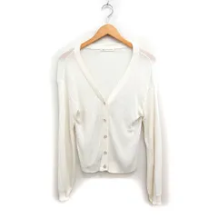 マジェスティックレゴン MAJESTIC LEGON ニット カーディガン Vネック ビジューボタン 無地 M オフホワイト 白 /FT27