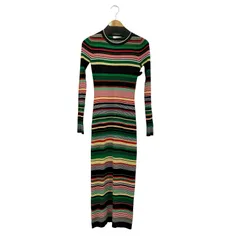 ユーズドフルギ USED古着 {{RABANNE}} Long Sleeve Stripe Maxi Dress マルチカラーニットワンピース レディース  XS