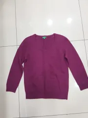 BENETTON ベネトン 85サイズ 紫 uネック ニット Tシャツ 中古