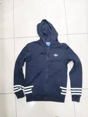 アディダス オリジナル 85 ネイビー フーディー ジップアップ アウター 中古 春 秋 サイズ感より大きめ DARK