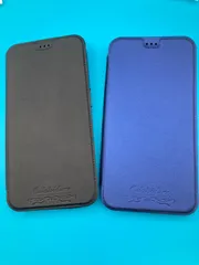 【新品】iPhone 14 Pro 手帳型ケース クリア背面 レザー調 カード収納 ブラック／ネイビ