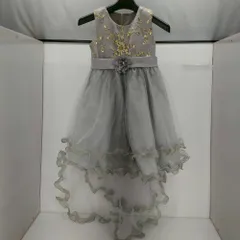 05w18726 【衣装】女の子 ドレス ピアノ発表会 結婚式 冠婚葬祭  ワンピース グレー  ワンピース  【中古品】