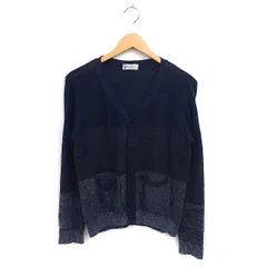 ホワイトライン WHITE LINE ニットカーディガン Vネック 配色 ネイビー 紺 /FT39