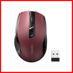 UGREEN ワイヤレスマウス Bluetooth&2.4GHz 静音マウス 無線 6ボタン 4000DPI 5段階DPI切替 電池式 Windows PC Chromebookなどに対応 レッド