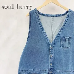 美品 Soulberry 店長のデニムなサロペット p8a0087-7 ノースリーブ オーバーオール LL ブルー ソウルベリー レディース ファッション _201021