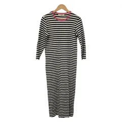 marimekko(マリメッコ) ワンピース サイズXL レディース美品  - 黒×白×マルチ 長袖/ロング/ボーダー