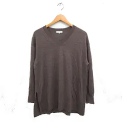 プラステ PLST シルクブレンド ニット セーター 長袖 Vネック 無地 ウール M ブラウン 茶 /FT2