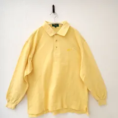 古着　KENZO GOLF ケンゾーゴルフ　サイズ5　長袖　メンズゴルフポロシャツ　イエロー系　黄色　LLサイズ相当