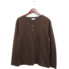 ビームス BEAMS ヘンリーネック Tシャツ カットソー 長袖 無地 コットン 綿 S ブラウン 茶 /FT24
