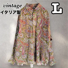 vintage レトロ　古着　イタリア製　ペイズリー柄　長袖シャツ　ビスコース　メンズ　Lサイズ