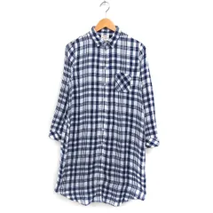 ハートマーケット HEART MARKET チェック シャツ ワンピース 長袖 ロング F ネイビー 紺 /FT18