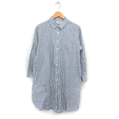 ハートマーケット HEART MARKET ストライプ シャツワンピース 長袖 ロング コットン 綿 F グレー 灰 /FT26
