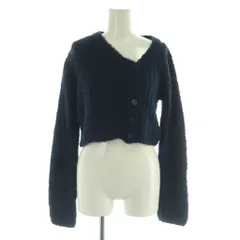 スライ SLY 25SS TAPE YARN SLANT NECK CD カーディガン ニット アシンメトリー F 紺 /MI ■OS