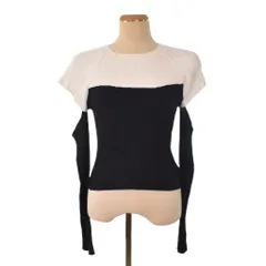 マーキュリーデュオ MERCURYDUO 24SS バイカラータイトニット 長袖 リブ スリットデザイン F 白 ホワイト 黒 ブラック ■FY