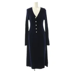 プリマシェレル PrimaScherrer ワンピース パールボタン ワイドリブ ニット S ネイビー /DO ■OS