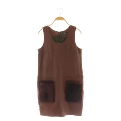 グレースコンチネンタル GRACE CONTINENTAL レザー ファー ワンピース 膝丈 ノースリーブ 36 茶 /HK ■OS