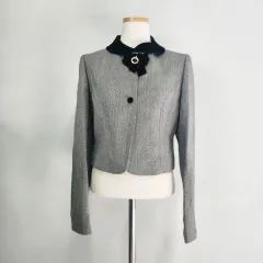 BE ART ヘリンボーン ツアーベルベット バイカラー クロップド ジャケット