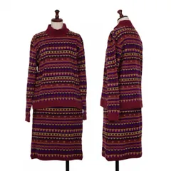 ツモリチサトTSUMORI CHISATO 幾何学柄ボーダーニットセットアップ ボルドー他M・M位