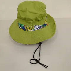 【TAKA70-79】△ CLEF クレ ｢リバーシブル アドベンチャーハット ロゴ刺繍 あご紐(取り外し可能) UVカット機能｣ メンズ グリーン(オリーブ)/総柄