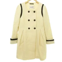 ロペ ROPE LINTON ノーカラー ウール コート ジャケット 36 アイボリー ■TCのサムネイル