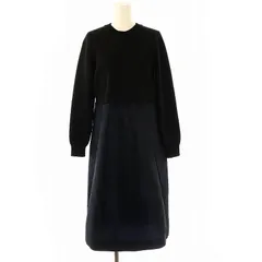 デザインワークス DESIGNWORKS ニット 切替 ワンピース ロング 長袖 38 ブラック ネイビー /DF ■OS