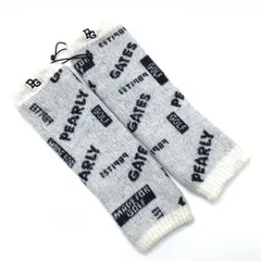 パーリーゲイツ ニットレッグウォーマー 白×黒 ロゴ総柄 ウール混 レディース FR ゴルフウェア PEARLY GATES