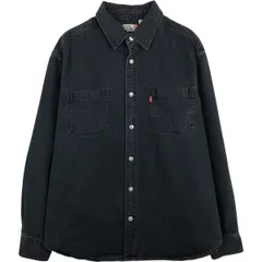 古着 90~00年代 リーバイス Levi's JEANS 長袖 ブラックデニムシャツ メンズL相当/eaa610917