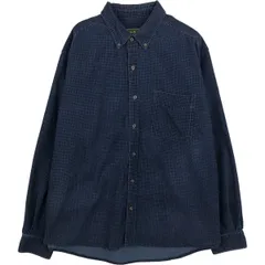 古着 エディーバウアー Eddie Bauer チェック柄 長袖 ボタンダウン コーデュロイシャツ メンズL相当/eaa610920