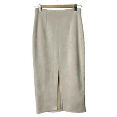 ザラ ZARA フェイクスエード スリットスカート タイト ロング丈 S ベージュ ■FY レディース