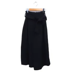 ローズバッド ROSE BUD フレア スカート ロング リボン タック サイドジップ 無地 S 黒 ブラック /NT18