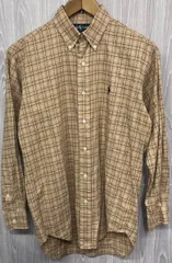 RALPH LAUREN / ラルフローレン BLAKE ブレイク 90s 長袖シャツ タータンチェック ボタンダウン ラウンドカット ブラウン サイズS
