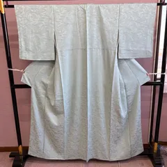 色無地　着物　水色　袷　紋なし　正絹　リサイクル着物　I-974