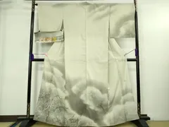 平和屋着物＊極上　夏物　本場縞大島紬　訪問着　作家物　つむぎや謹製　樹林文　練色地　証紙付き　逸品　DZAB4074kh6