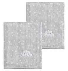 CREVENT 2枚セット 76 x 102 cm 可愛い ふわふわで温かい ベビー毛布 乳幼児用 ベビーベッド 布団 ベビーカー対応 - グレー クラウド